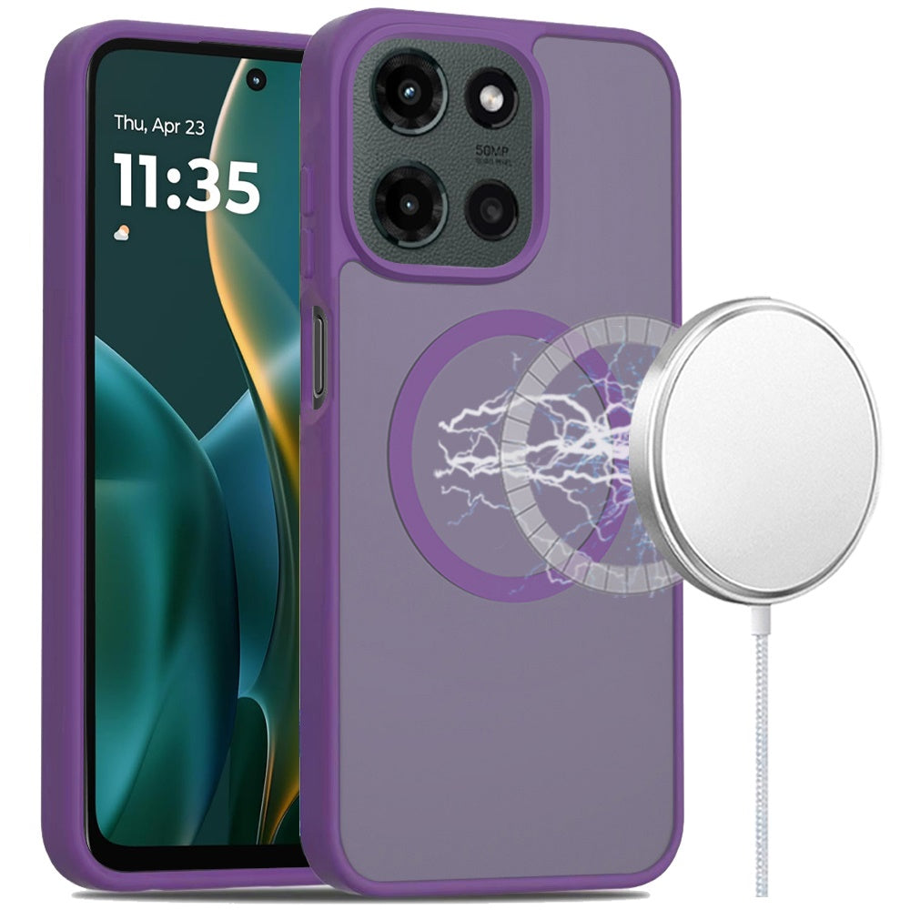 For Moto G Stylus 2025 Case Magnetic Circle Soft Translucent + Tempered Glass