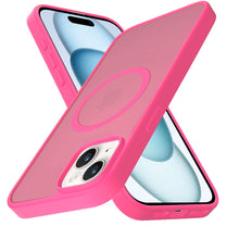 For iPhone 15 Case Magnetic Circle Soft Touch Translucent + 2 Tempered Glass