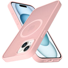 For iPhone 15 Case Magnetic Circle Soft Touch Translucent + 2 Tempered Glass