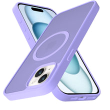 For iPhone 15 Case Magnetic Circle Soft Touch Translucent + 2 Tempered Glass