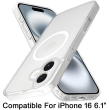 For iPhone 16 6.1inch Case Magnet Circle Soft Touch Translucent + Tempered Glass