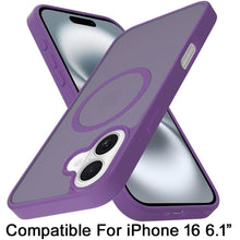 For iPhone 16 6.1inch Case Magnet Circle Soft Touch Translucent + Tempered Glass