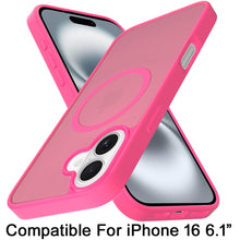 For iPhone 16 6.1inch Case Magnet Circle Soft Touch Translucent + Tempered Glass
