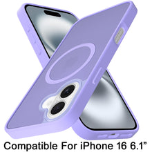 For iPhone 16 6.1inch Case Magnet Circle Soft Touch Translucent + Tempered Glass