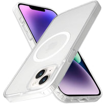 For iPhone 13/14 Case Magnetic Circle Soft Touch Translucent + Tempered Glass