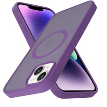 For iPhone 13/14 Case Magnetic Circle Soft Touch Translucent + Tempered Glass