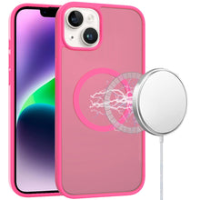 For iPhone 13/14 Case Magnetic Circle Soft Touch Translucent + Tempered Glass