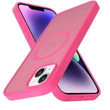 For iPhone 13/14 Case Magnetic Circle Soft Touch Translucent + Tempered Glass