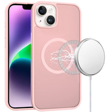 For iPhone 13/14 Case Magnetic Circle Soft Touch Translucent + Tempered Glass