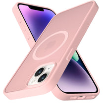 For iPhone 13/14 Case Magnetic Circle Soft Touch Translucent + Tempered Glass