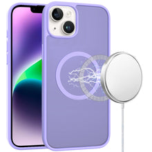 For iPhone 13/14 Case Magnetic Circle Soft Touch Translucent + Tempered Glass