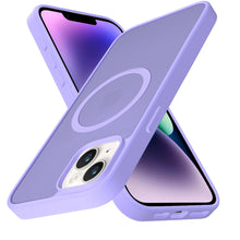 For iPhone 13/14 Case Magnetic Circle Soft Touch Translucent + Tempered Glass