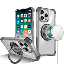 For iPhone 16 PRO MAX Case Magnetic Circle w/ Stand Translucent + Tempered Glass