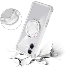 For iPhone 16 Plus 6.7in Case Magnetic Circle Stand Translucent + Tempered Glass