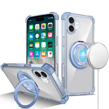 For iPhone 16 Plus 6.7in Case Magnetic Circle Stand Translucent + Tempered Glass