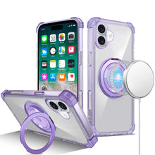 For iPhone 16 Plus 6.7in Case Magnetic Circle Stand Translucent + Tempered Glass