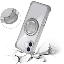 For iPhone 16 Plus 6.7in Case Magnetic Circle Stand Translucent + Tempered Glass