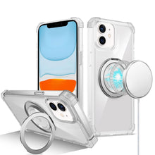 For iPhone 11 6.1 in. Case Shock absorbing Magnetic Circle Cover +Tempered Glass