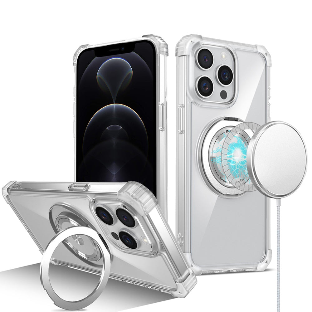 For iPhone 12 Pro Max Case Shock absorbing Magnetic Circle Cover +Tempered Glass