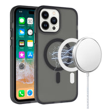 For iPhone 11 6.1 in. Case Rugged Translucent Magnetic Circle + Tempered Glass