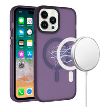 For iPhone 13/14 Case Rugged Translucent Magnetic Circle Cover + Tempered Glass