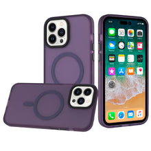 For iPhone 13/14 Case Rugged Translucent Magnetic Circle Cover + Tempered Glass