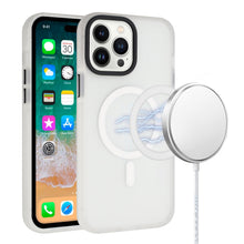 For iPhone 13/14 Case Rugged Translucent Magnetic Circle Cover + Tempered Glass