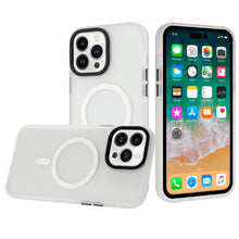 For iPhone 13/14 Case Rugged Translucent Magnetic Circle Cover + Tempered Glass