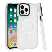 For iPhone 13/14 Case Rugged Translucent Magnetic Circle Cover + Tempered Glass