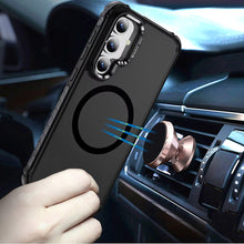 For Samsung S25+/S24+ Case Metal Lens Stand w/ Magnetic Circle + Tempered Glass