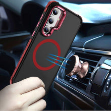 For Samsung S25+/S24+ Case Metal Lens Stand w/ Magnetic Circle + Tempered Glass