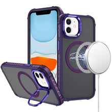 For iPhone 11 6.1 in. Case Metal Lens Stand Cover Magnet Circle + Tempered Glass