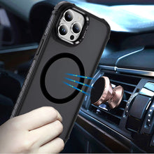 For iPhone 12 Pro Max Case Metal Lens Stand Magnetic Circle + Tempered Glass