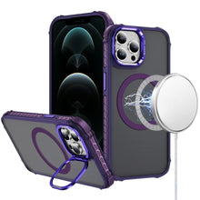 For iPhone 12 Pro Max Case Metal Lens Stand Magnetic Circle + Tempered Glass
