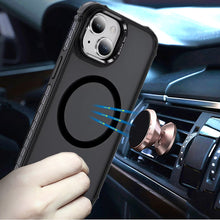 For iPhone 15 Case Metal Lens Stand Cover Magnetic Circle + 2 Tempered Glass