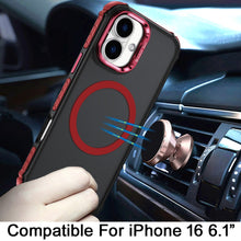For iPhone 16 6.1inch Case Metal Lens Stand Magnetic Circle + Tempered Glass