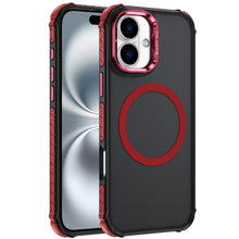 For iPhone 16 6.1inch Case Metal Lens Stand Magnetic Circle + Tempered Glass