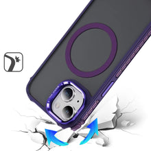 For iPhone 13/14 Case Metal Lens Stand Cover Magnetic Circle + Tempered Glass