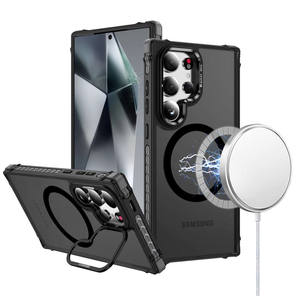 Samsung Galaxy S24 Ultra Case Metal Rear Camera Lens Stand Cover Magnetic Circle