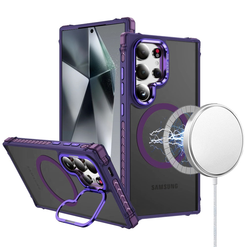 Samsung Galaxy S24 Ultra Case Metal Rear Camera Lens Stand Cover Magnetic Circle