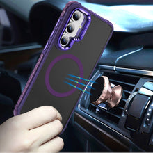 For Samsung S25/S24 Case Metal Lens Stand Cover Magnetic Circle + Tempered Glass
