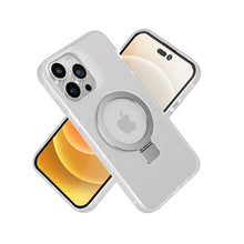 For iPhone 11 6.1 in. Case Soft Touch Magnet Circle Stand Cover + Tempered Glass