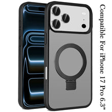 For iPhone 17 PRO Case Smooth-Touch Magnetic Circle Metal Stand + Tempered Glass