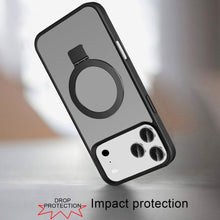 For iPhone 17 PRO Case Smooth-Touch Magnetic Circle Metal Stand + Tempered Glass