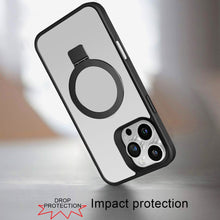 For iPhone 16 PRO MAX Case Soft Touch Magnetic Circle Stand + Tempered Glass