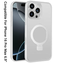 For iPhone 16 PRO MAX Case Soft Touch Magnetic Circle Stand + Tempered Glass