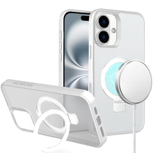 For iPhone 16 Plus 6.7in Case Soft Touch Magnetic Circle Stand + Tempered Glass