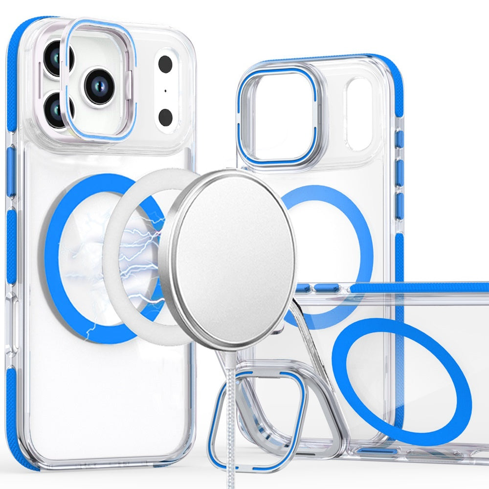 For iPhone 17 Pro Max Case Magnetic Circle Camera Lens Stand + Tempered Glass