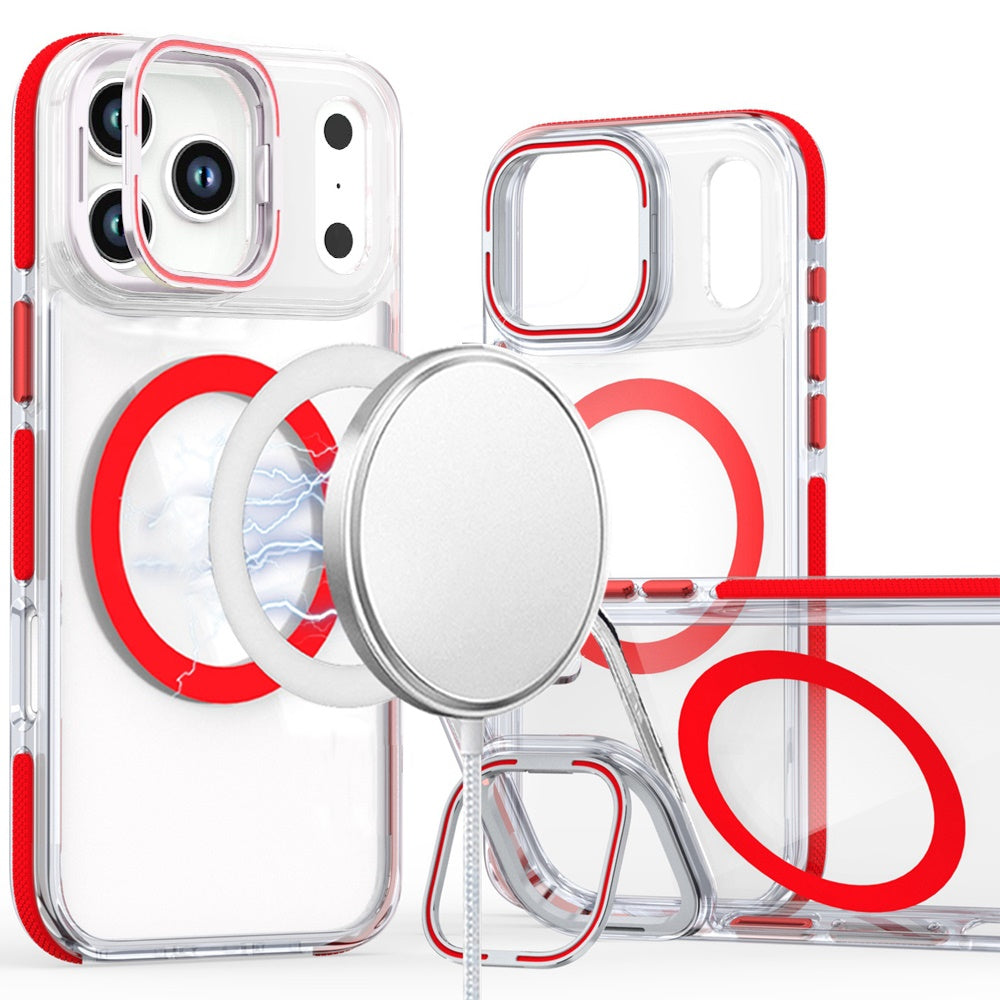 For iPhone 17 Pro Max Case Magnetic Circle Camera Lens Stand + Tempered Glass