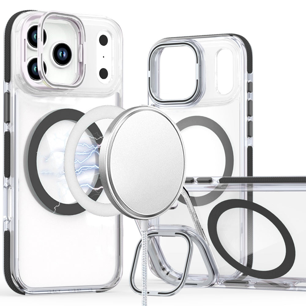 For iPhone 17 PRO Case Magnetic Circle with Camera Lens Stand + Tempered Glass